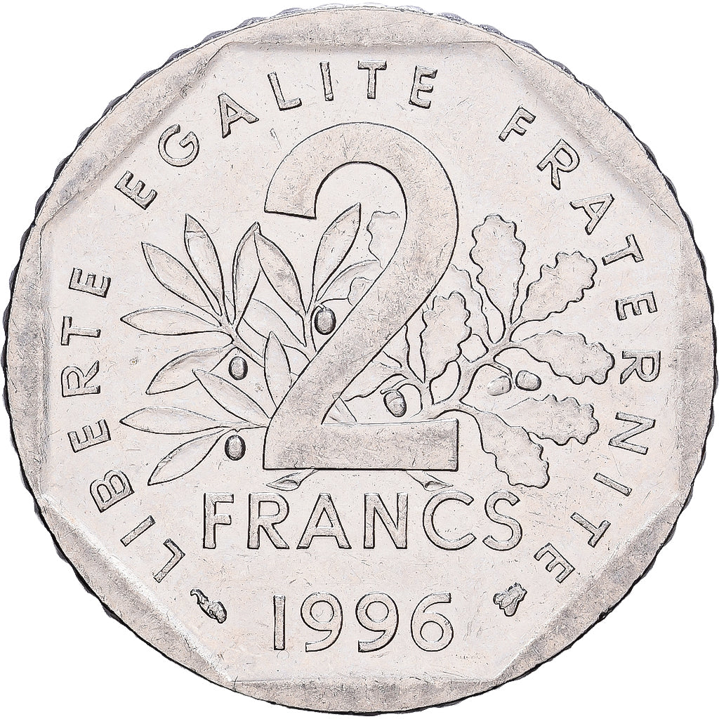 France, 2 Francs, Semeuse, 1996, Paris, Nickel, SUP, Gadoury:549, Le Franc:274