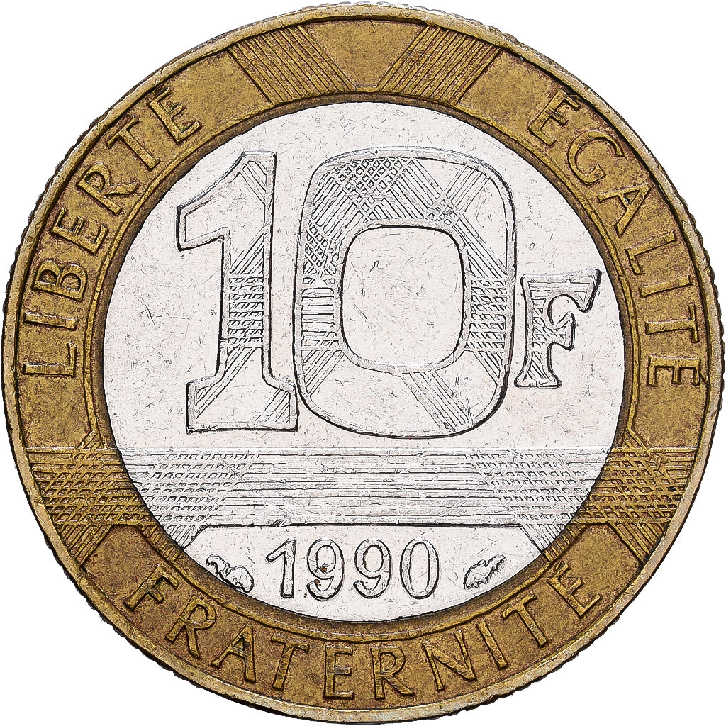Frankrijk, 10 Francs, Génie, 1990, Paris, Bi-Metallic, ZF, Gadoury:827