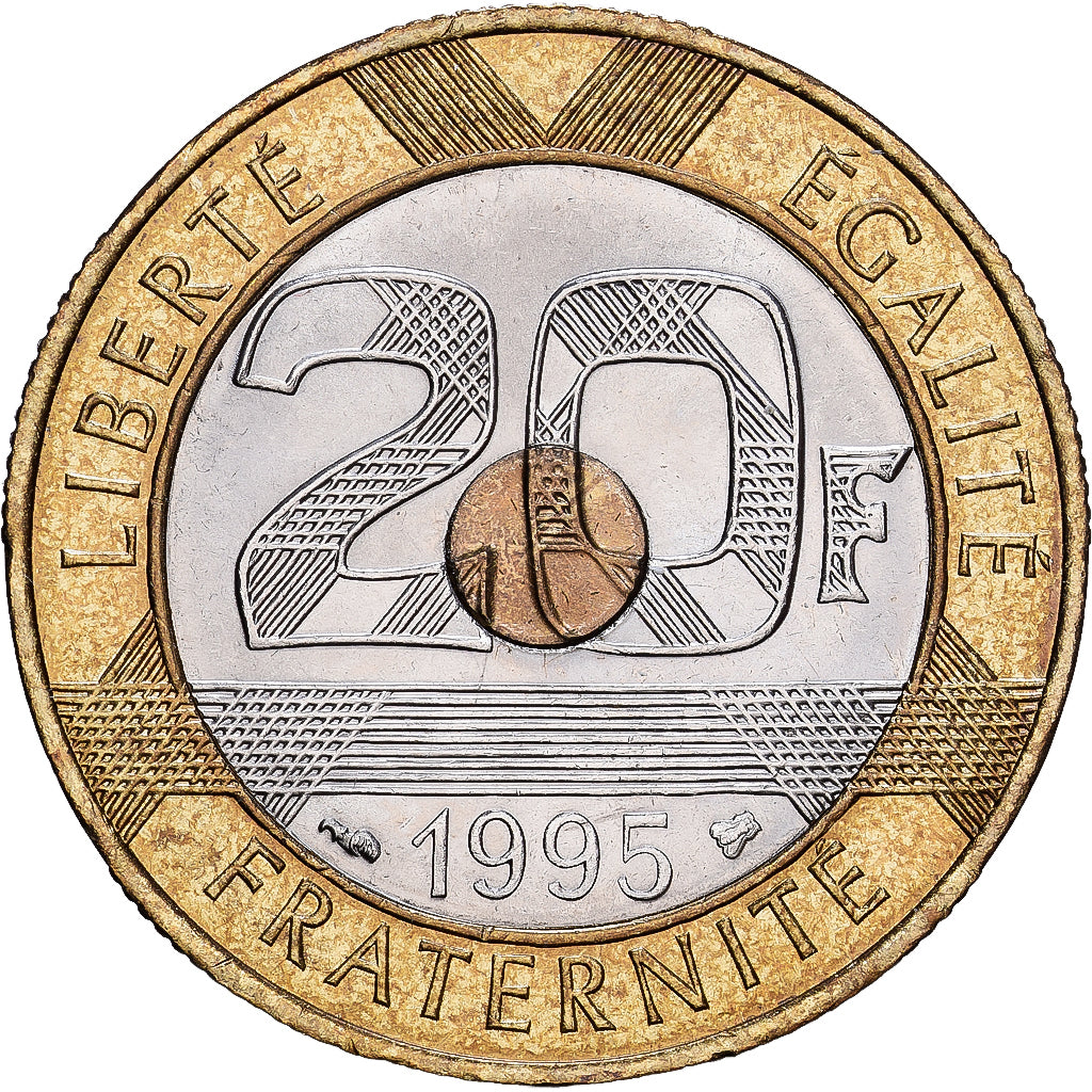 Francja, 20 Francs, Mont Saint Michel, 1995, Paris, Trójmetaliczny, AU(55-58)