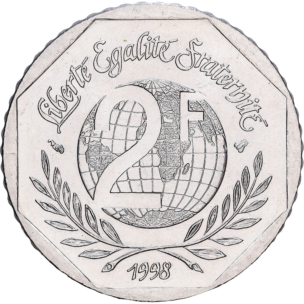 France, 2 Francs, René Cassin, 1998, Paris, Nickel, SUP, Gadoury:551, Le