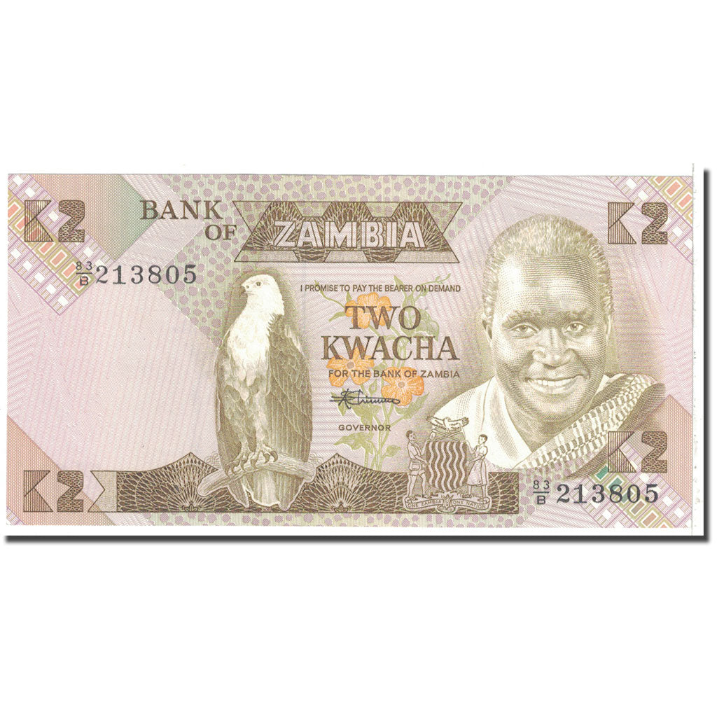 Banknote, Zambia, 2 Kwacha, 1980, KM:24c, UNC(65-70)