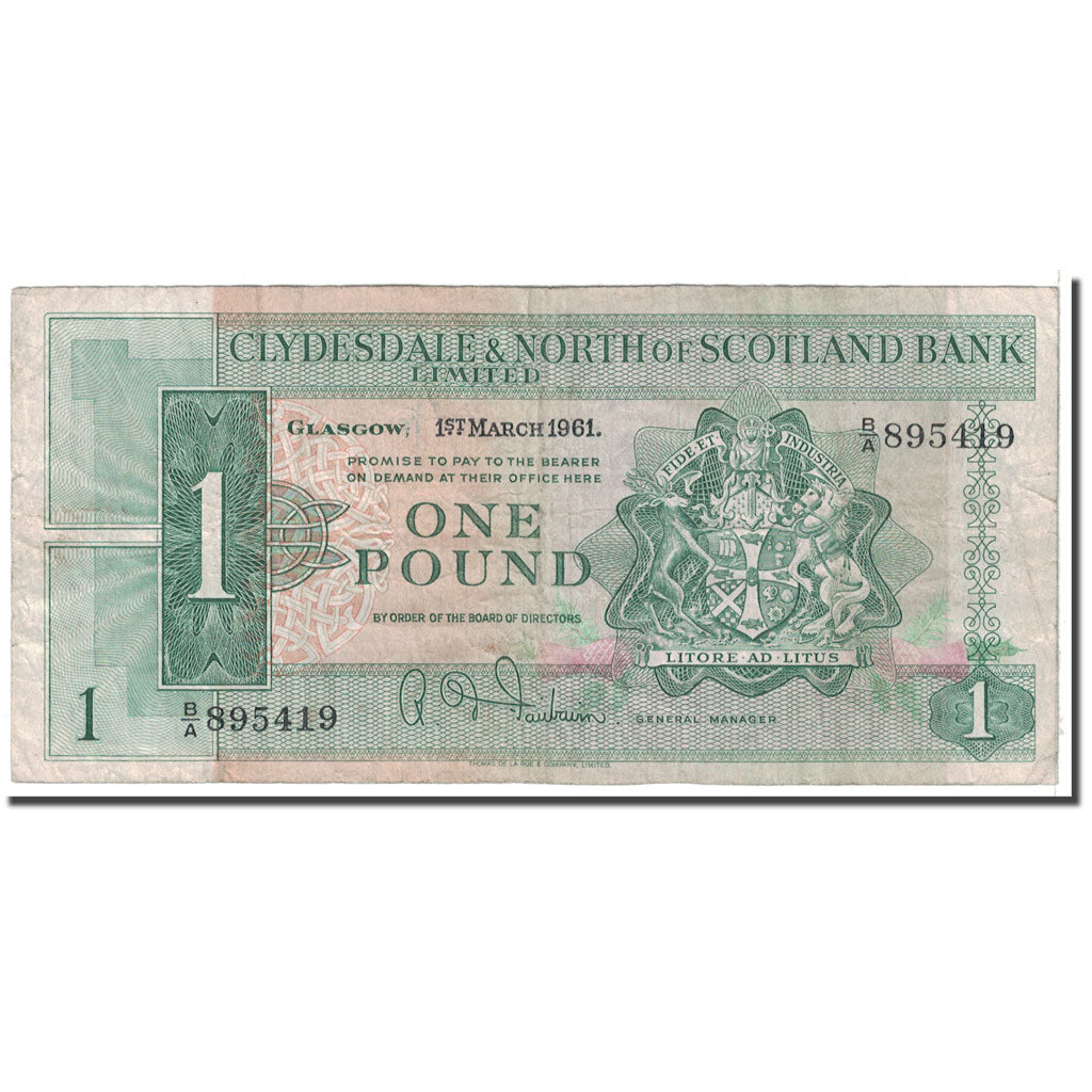 Billete, 1 Pound, 1961, Escocia, 1961-03-01, KM:195a, BC