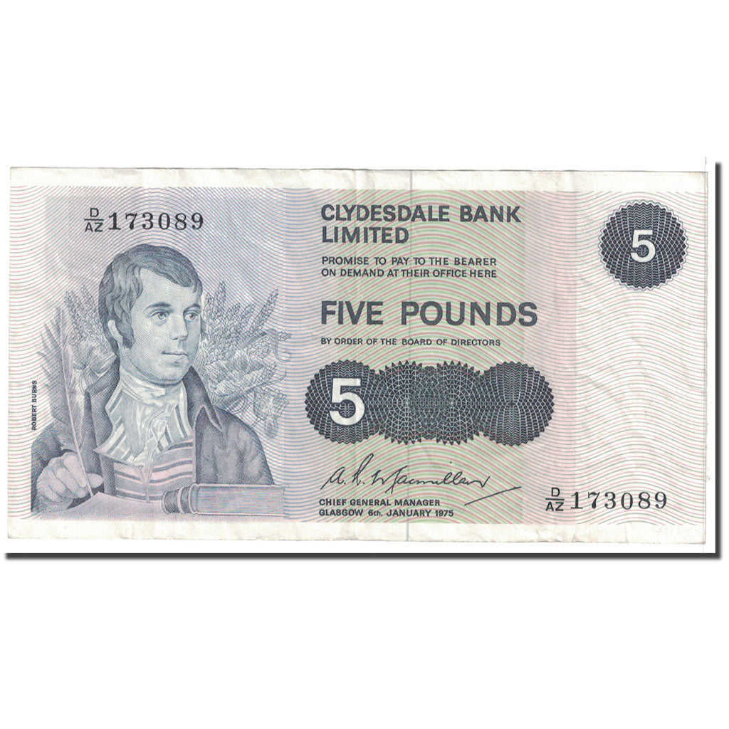 Billet, Scotland, 5 Pounds, 1975, 1975-01-06, KM:205c, TTB