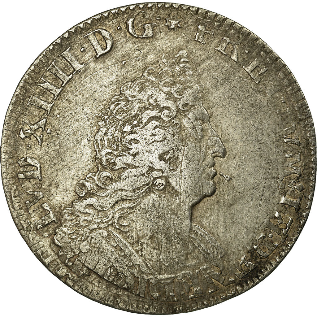 France, Louis XIV, 1/2 écu aux 8L, 2e type, 1704, Lille, reformed, Silver
