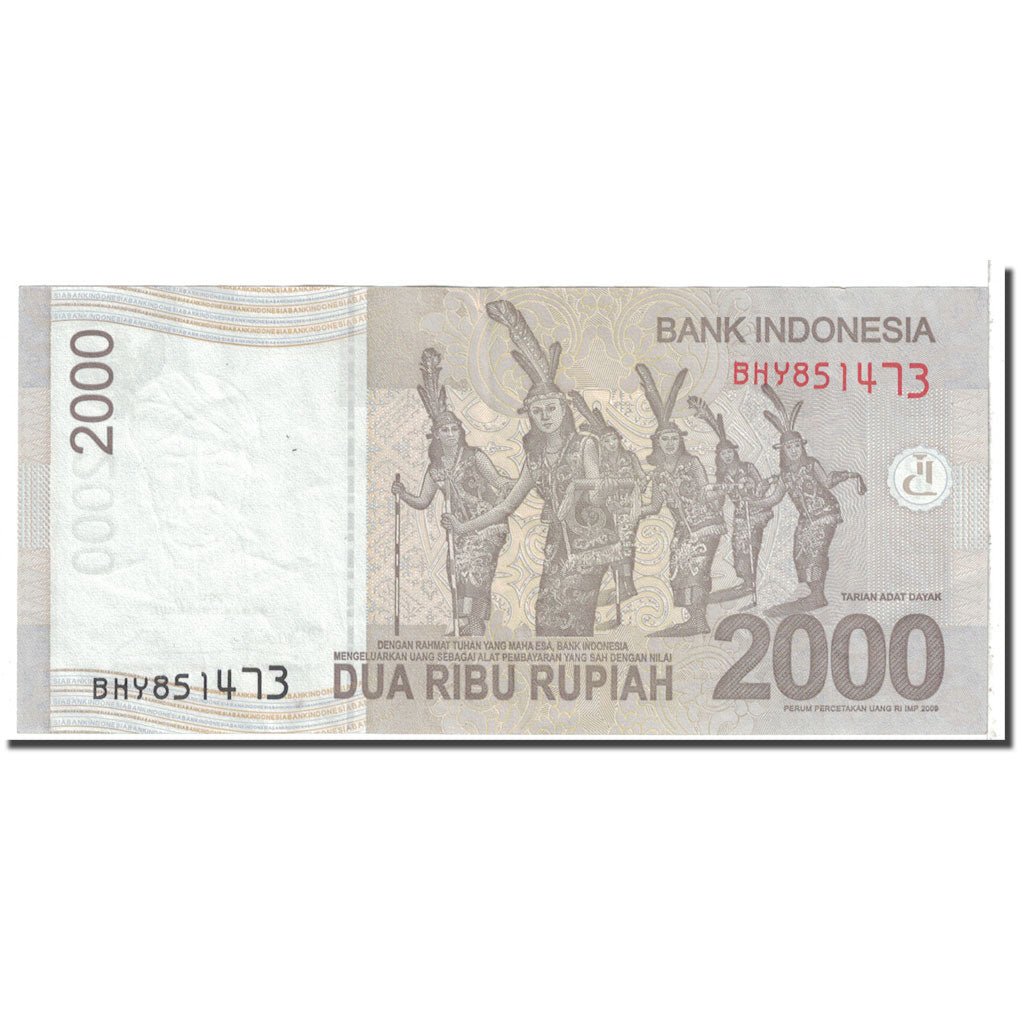 Banknote, Indonesia, 2000 Rupiah, 2009, KM:148a, AU(55-58)