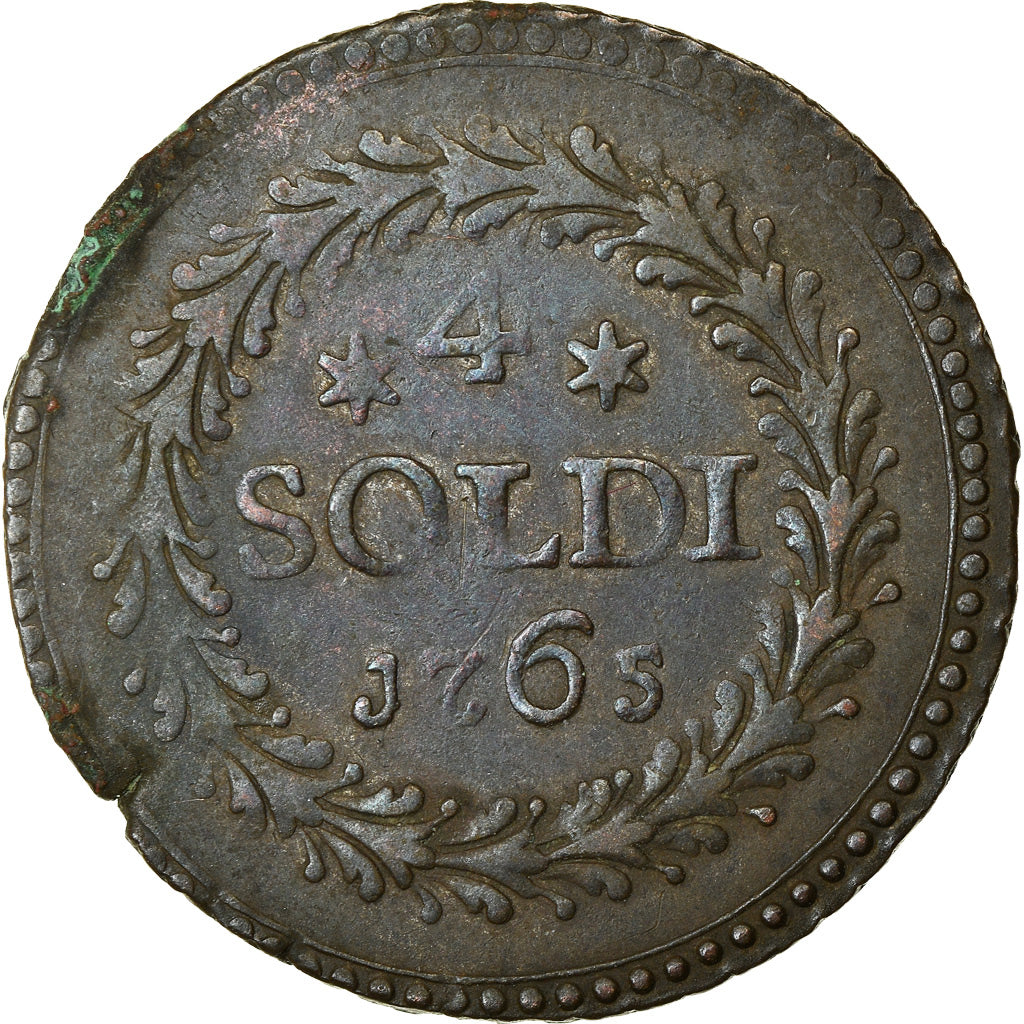 République Corse, Général Pasquale Paoli, 4 Soldi, 1765, Murato, Billon, TTB