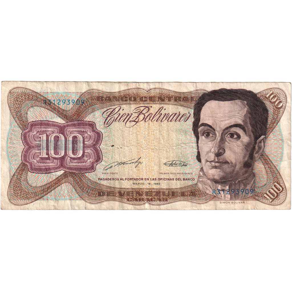 Venezuela, 100 Bolivares, 1989, 1989-03-16, KM:66b, VF(30-35)