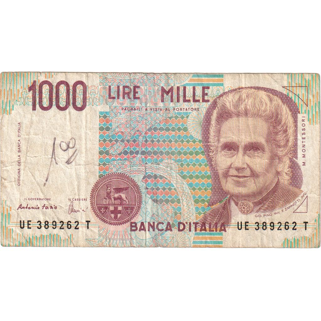 1000 Lire, 1990, Italia, 1990-10-03, KM:114c, BC+