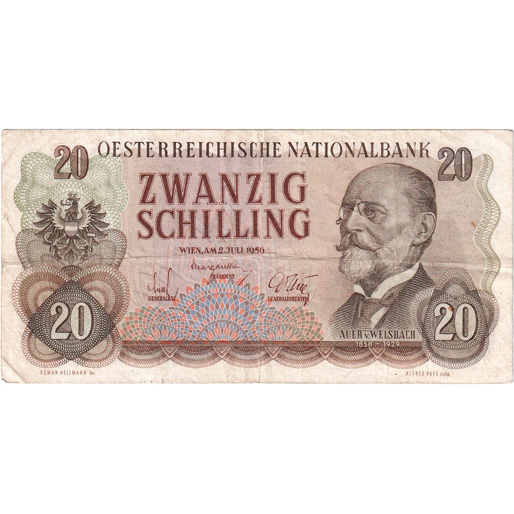 Austria, 20 Schilling, 1956, 1956-07-02, KM:136a, BB