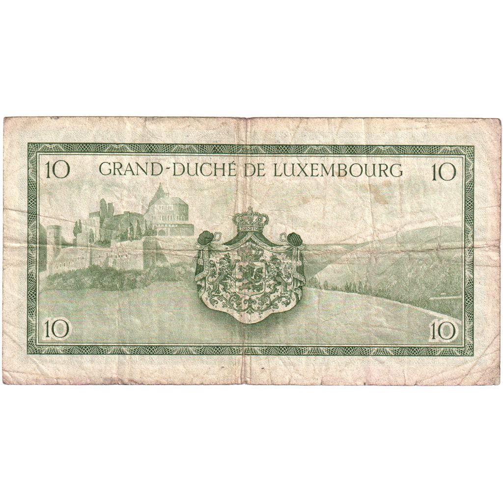 Luxembourg, 10 Francs, Undated (1954), KM:48a, VF(20-25)