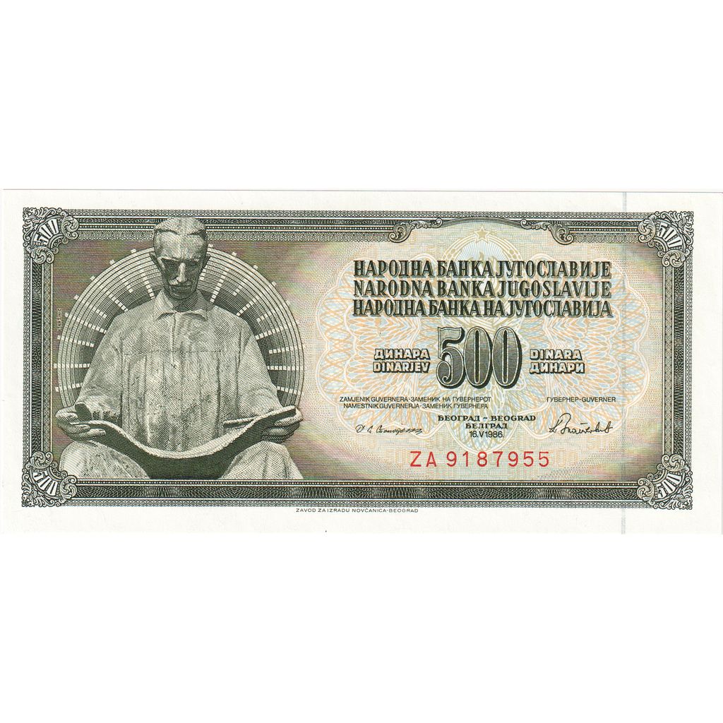 Iugoslavia, 500 Dinara, 1986, 1986-05-16, KM:91c, FDS