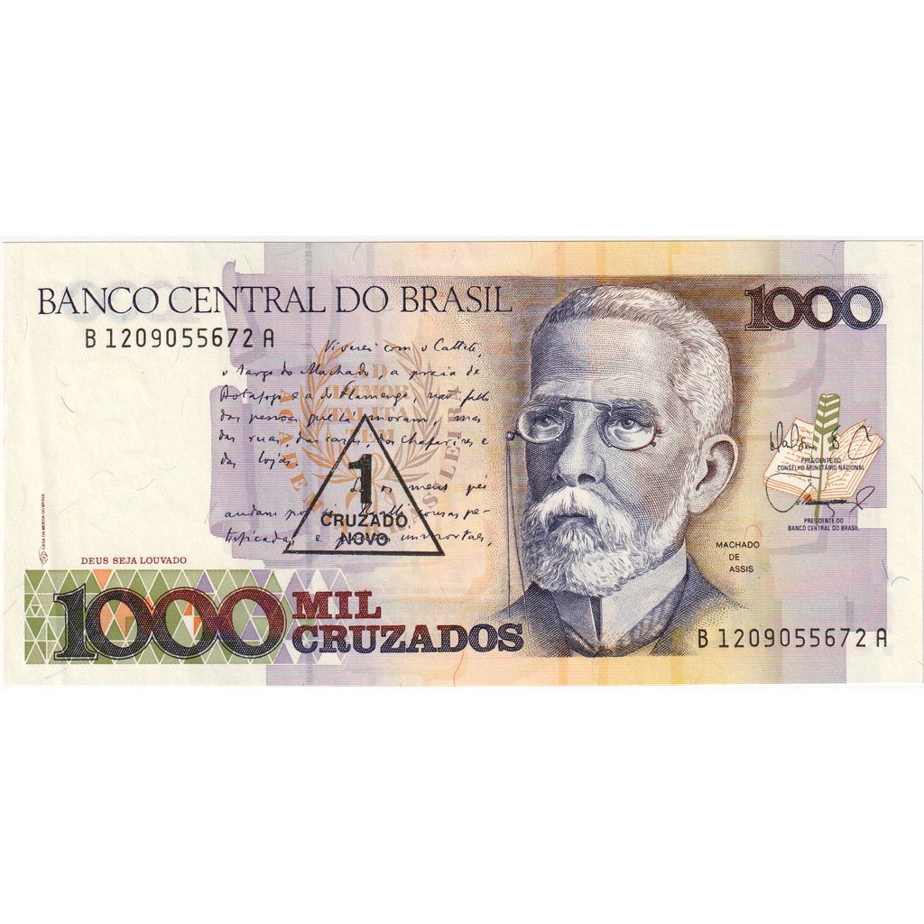 1 Cruzado Novo on 1000 Cruzados, Undated (1989), Brasil, KM:216c, SC