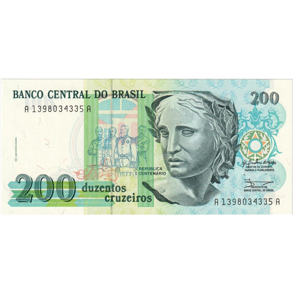 Brasilien, 200 Cruzeiros, Undated (1990), KM:229, UNZ