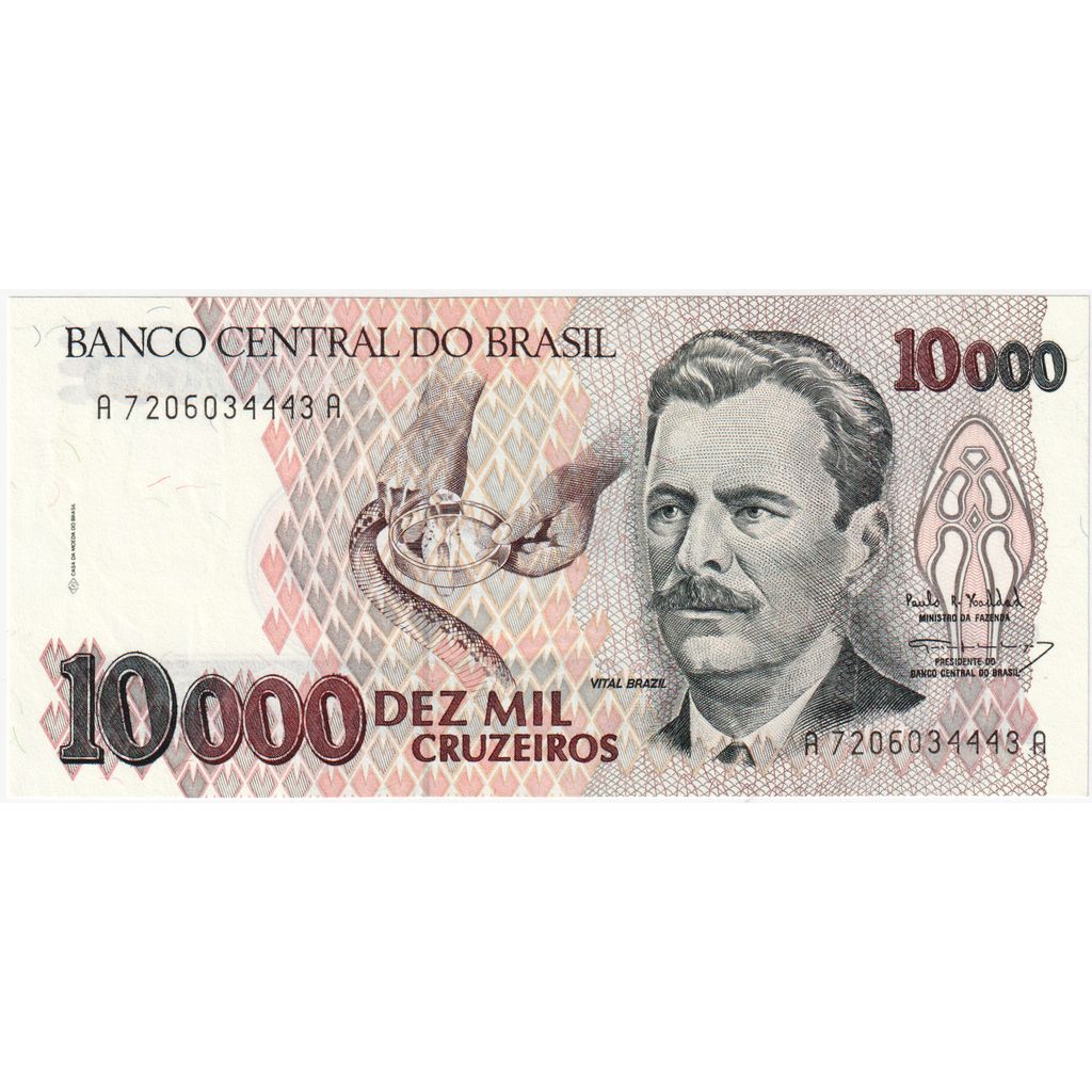 Brasilien, 10,000 Cruzeiros, KM:233c, UNZ