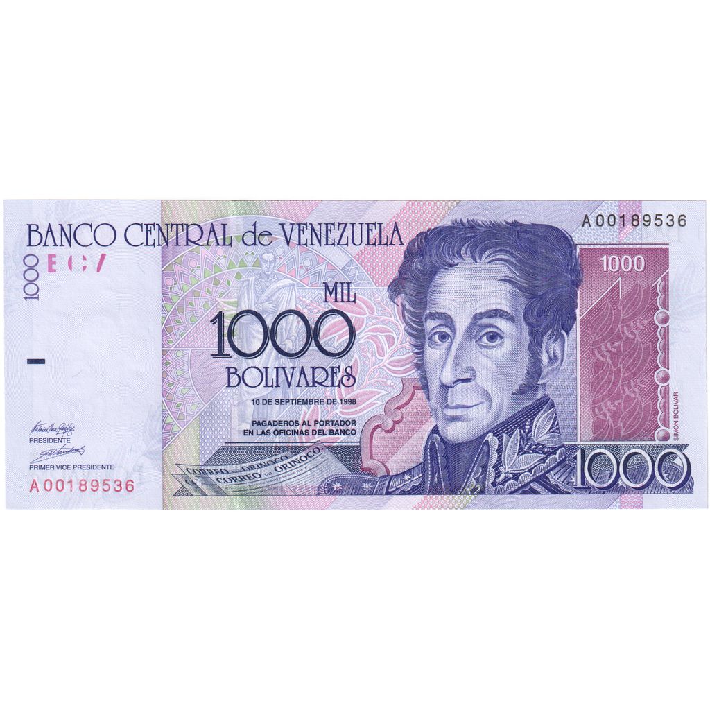 Venezuela, 1000 Bolivares, 1998, 1998-09-10, KM:79, AU(55-58)