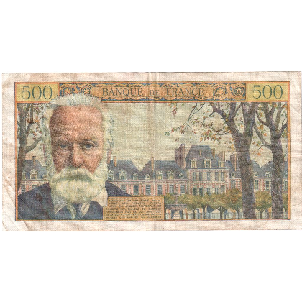 France, 500 Francs, Victor Hugo, 1957-02-07, J.82, VF(30-35)