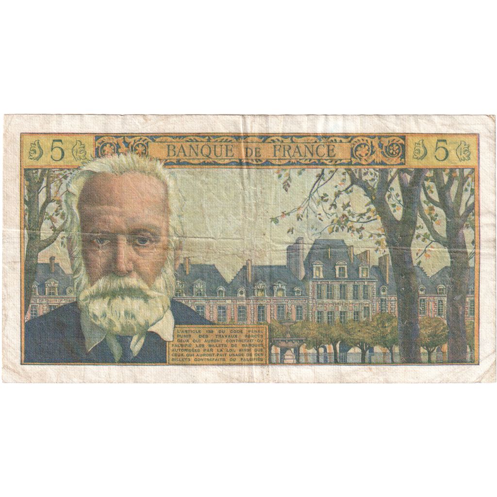 France, 5 Nouveaux Francs, Victor Hugo, 1963, B.101, EF(40-45), Fayette:56.13