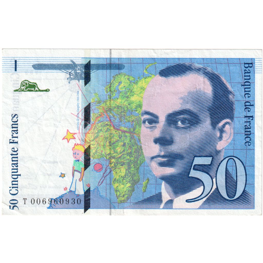 Francja, 50 Francs, St Exupéry, 1993, T006960930, EF(40-45), Fayette:72.2