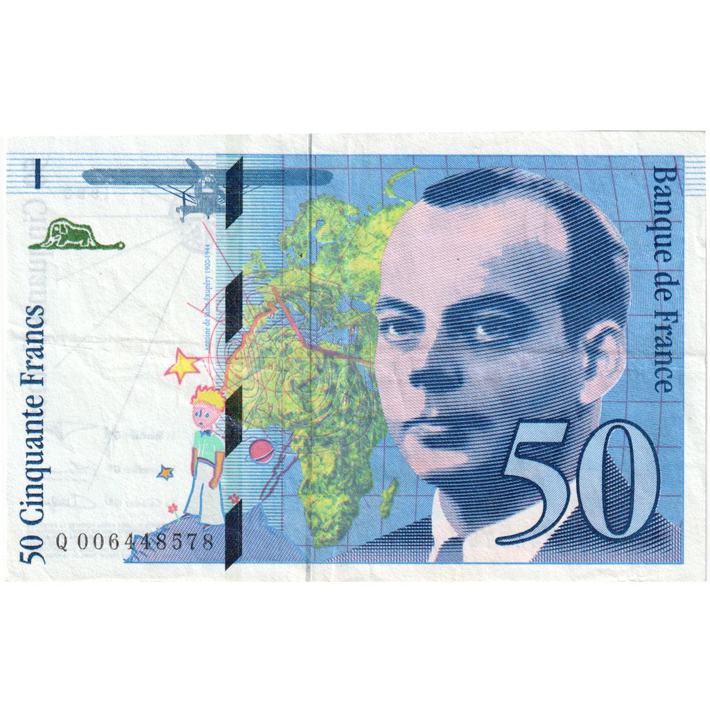 France, 50 Francs, St Exupéry, 1993, Q006448578, TTB+, Fayette:72.2, KM:157b