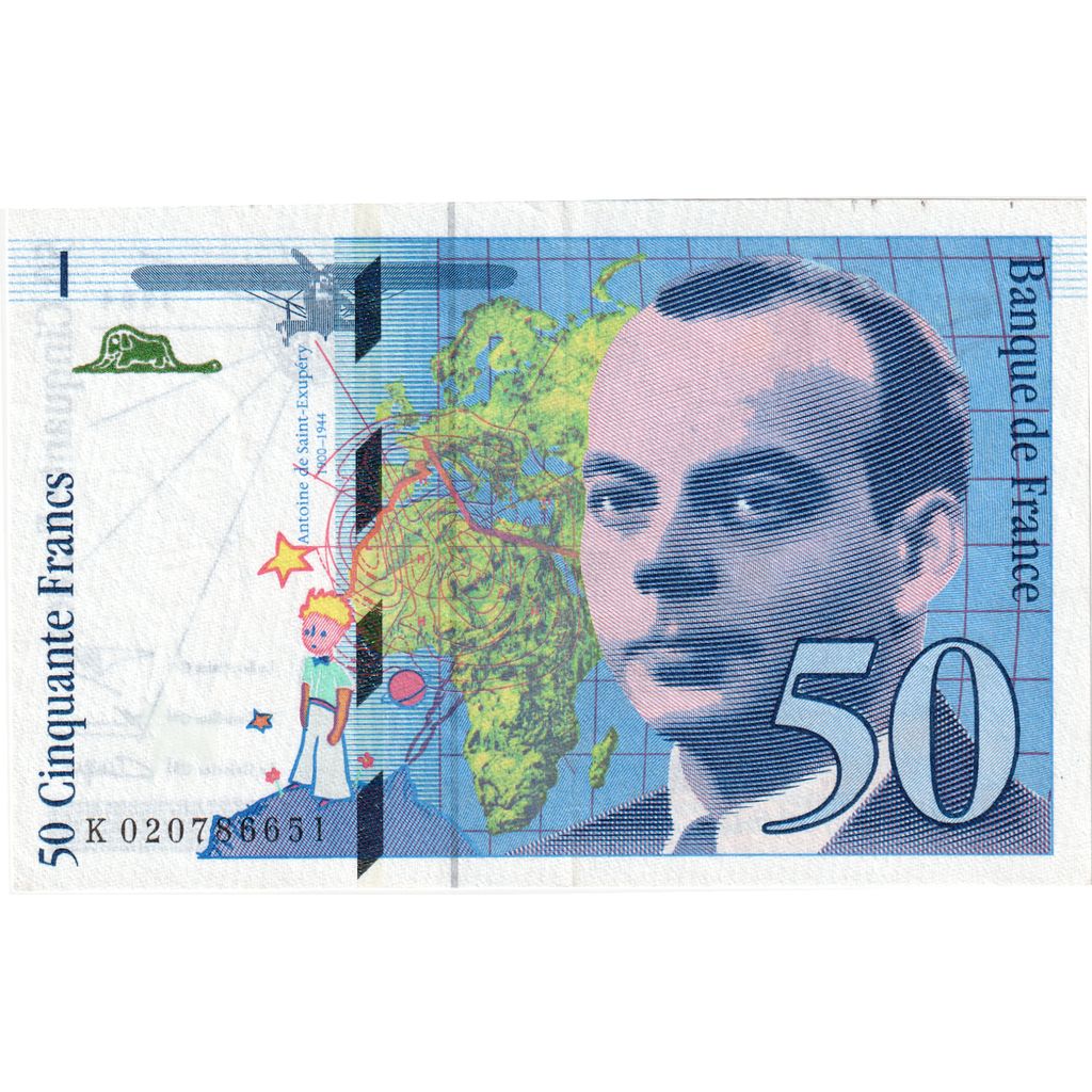 France, 50 Francs, St Exupéry, 1994, K020786651, SUP, Fayette:73.1d, KM:157Aa