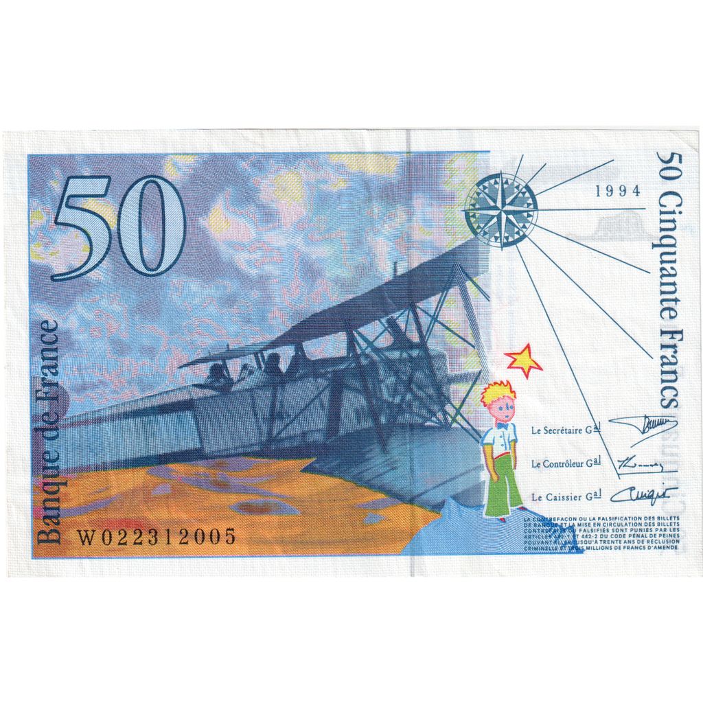 Francia, 50 Francs, St Exupéry, 1994, W0223112005, BB+, Fayette:73.1d, KM:157Aa