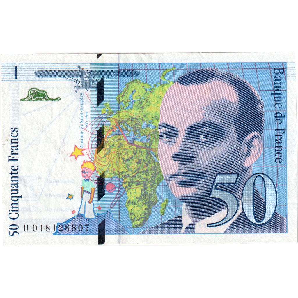 França, 50 Francs, St Exupéry, U018128807, AU(50-53)