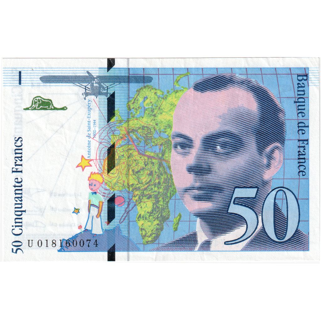 France, 50 Francs, St Exupéry, 1994, U018160074, TTB+, Fayette:73.1c, KM:157Aa