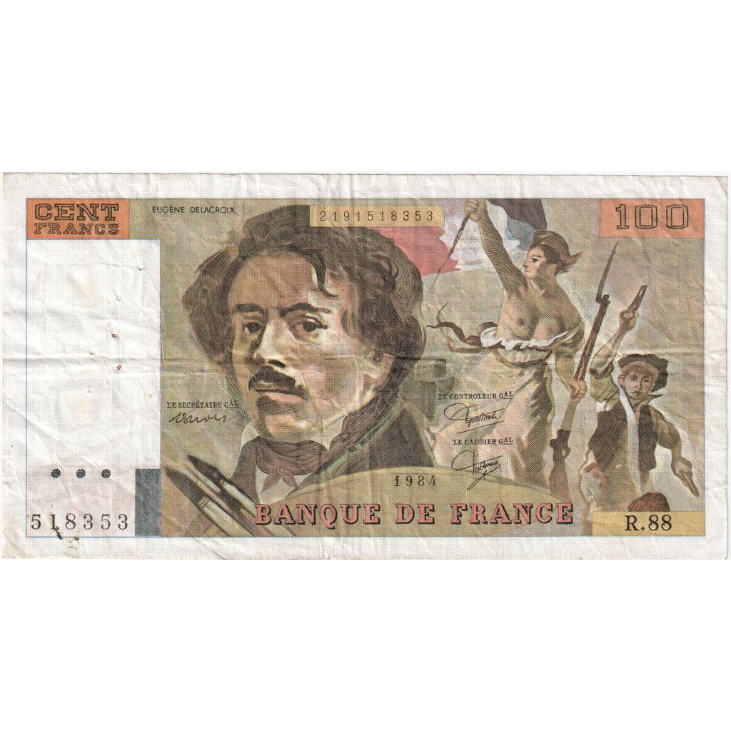Francia, 100 Francs, Delacroix, R.88, MBC