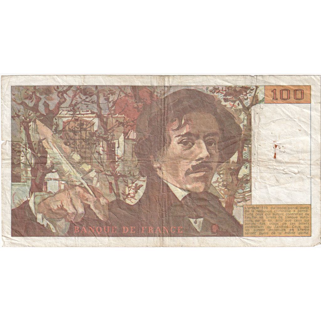 Francia, 100 Francs, Delacroix, P.75, BC+