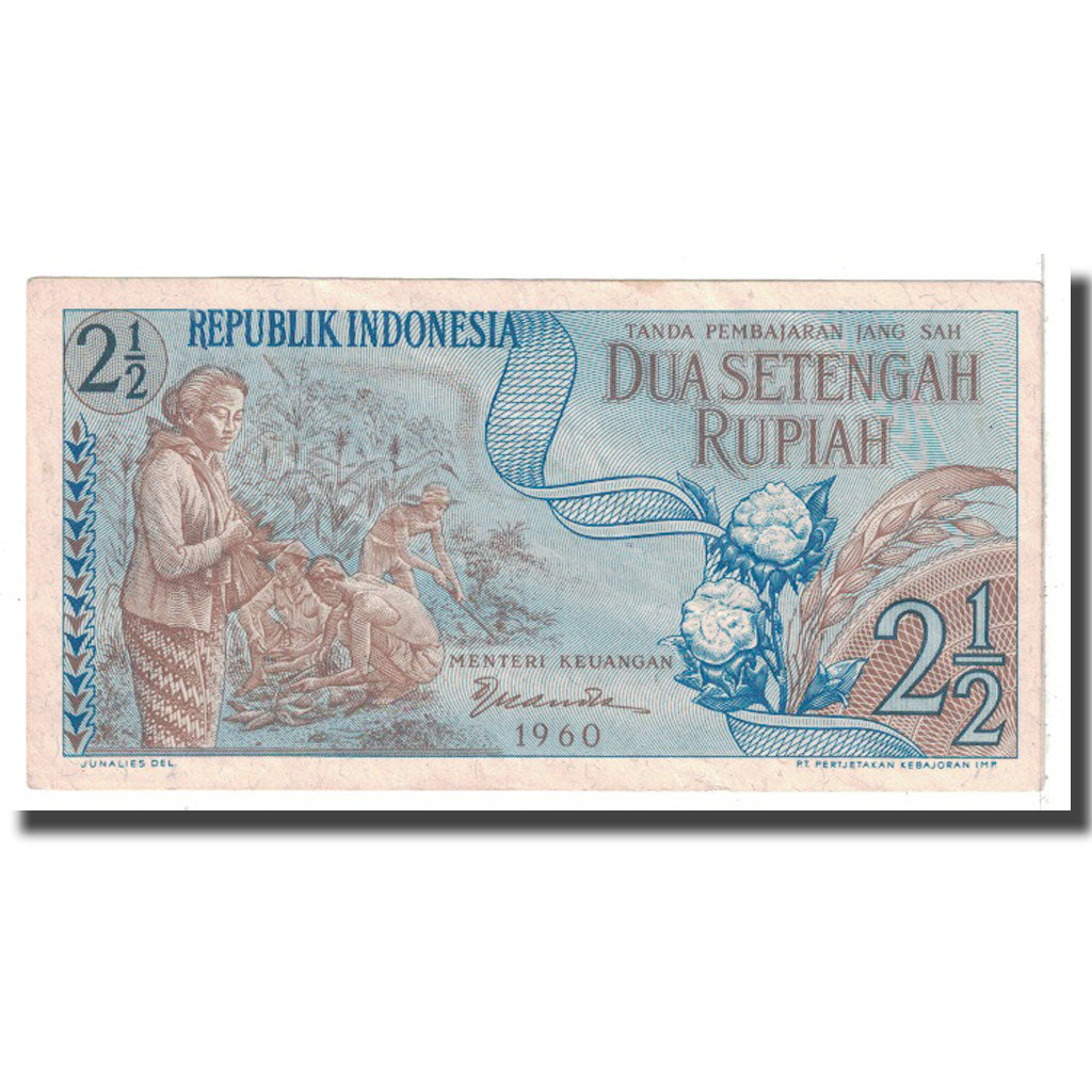 Banknote, Indonesia, 2 1/2 Rupiah, 1960, KM:77, EF(40-45)