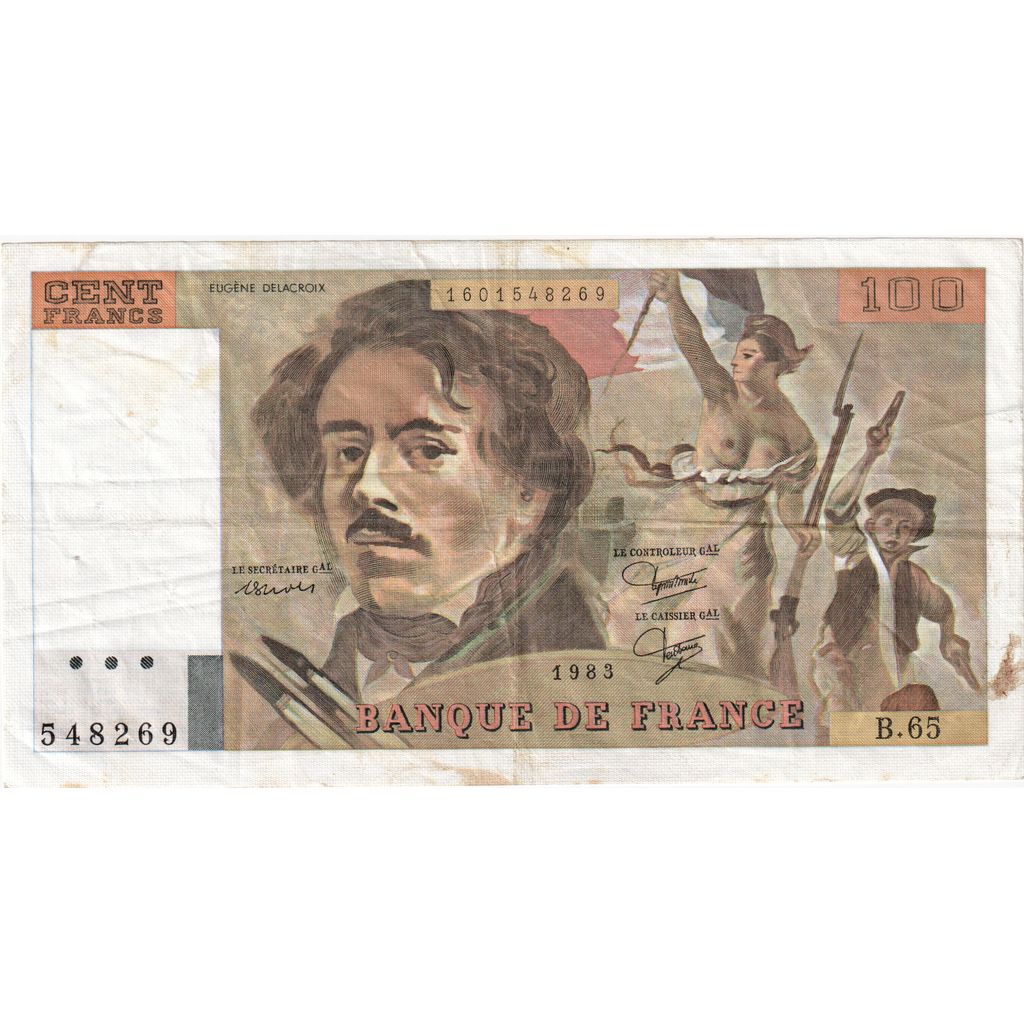 France, 100 Francs, Delacroix, B.65, TTB