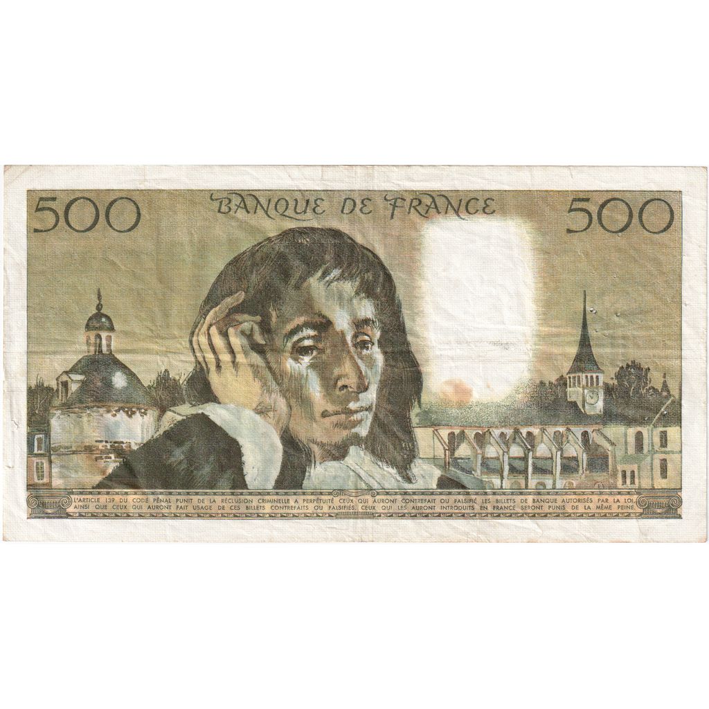 Francia, 500 Francs, Pascal, 1971-08-05, Y.24, BB