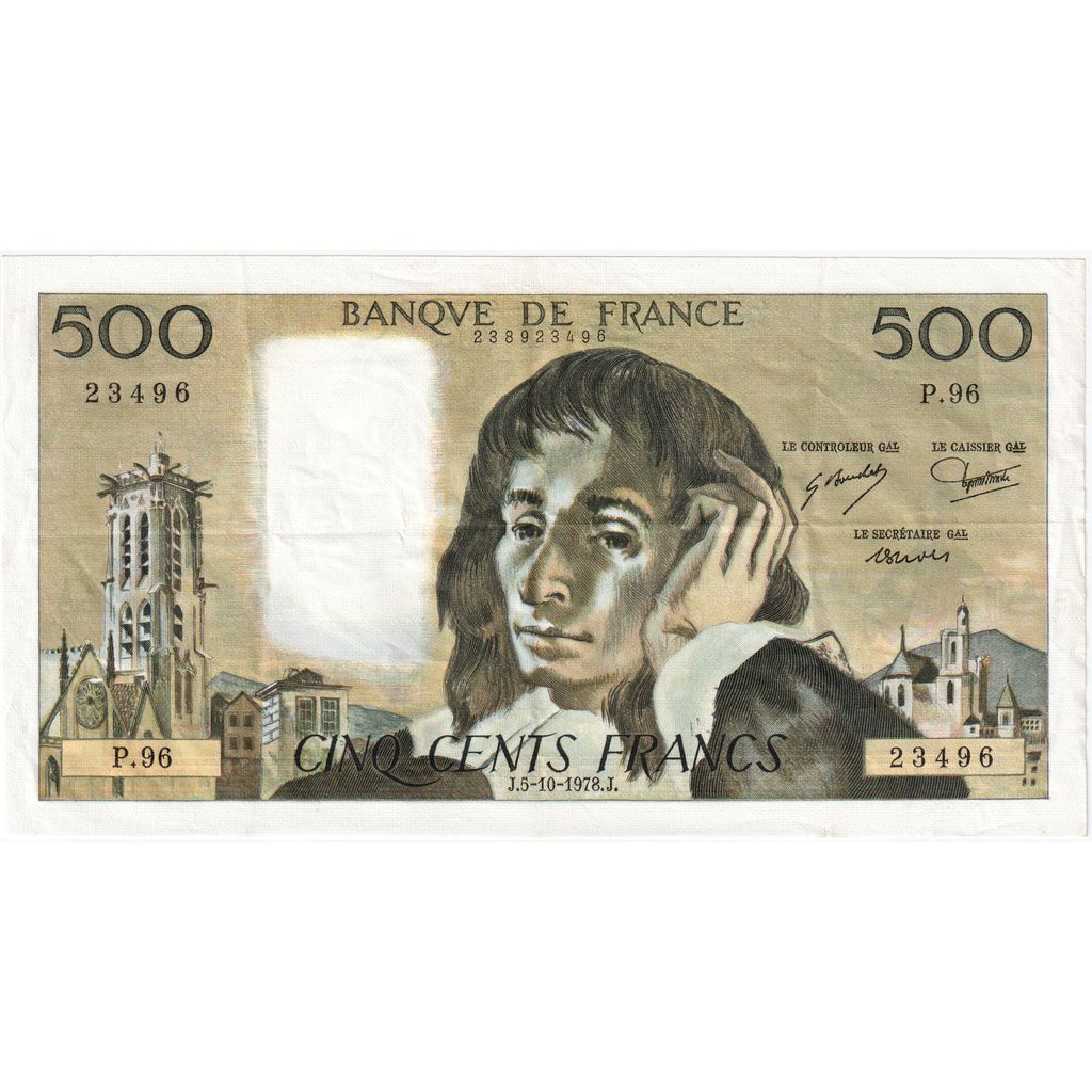 Francia, 500 Francs, Pascal, 1978-10-05, P.96, BB+