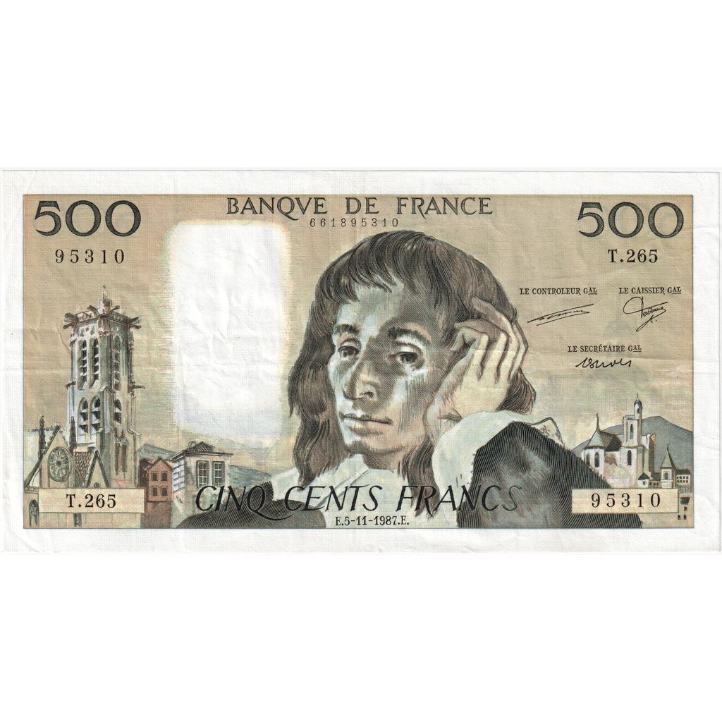 Francia, 500 Francs, Pascal, 1987-11-05, T.265, BB