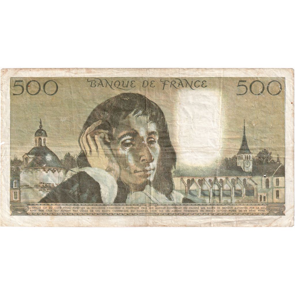 Francia, 500 Francs, Pascal, 1972-01-06, P.28, MB+