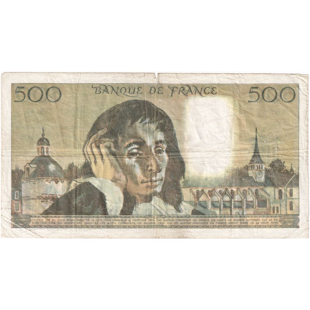 Francia, 500 Francs, Pascal, 1974-12-05, X.49, MB+