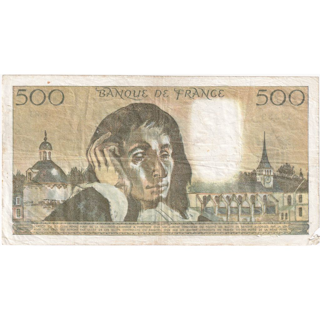 Frankreich, 500 Francs, Pascal, 1977-11-03, Y.83, S+