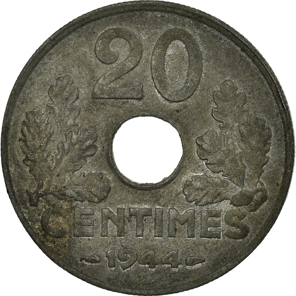 Moneta, Francia, État français, 20 Centimes, 1944, Paris, BB+, Zinco