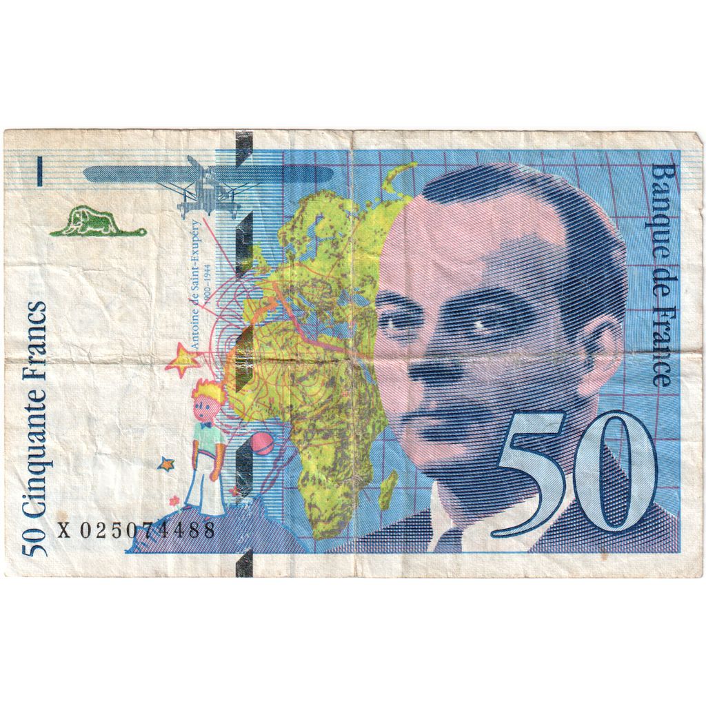 Francja, 50 Francs, St Exupéry, X025074488, VF(30-35)