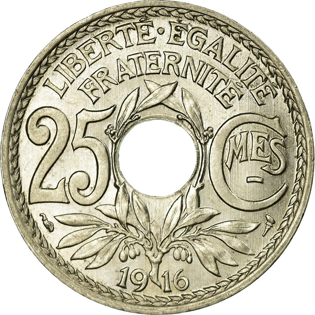 Coin, France, Lindauer, 25 Centimes, 1916, MS(60-62), Nickel, Gadoury:379
