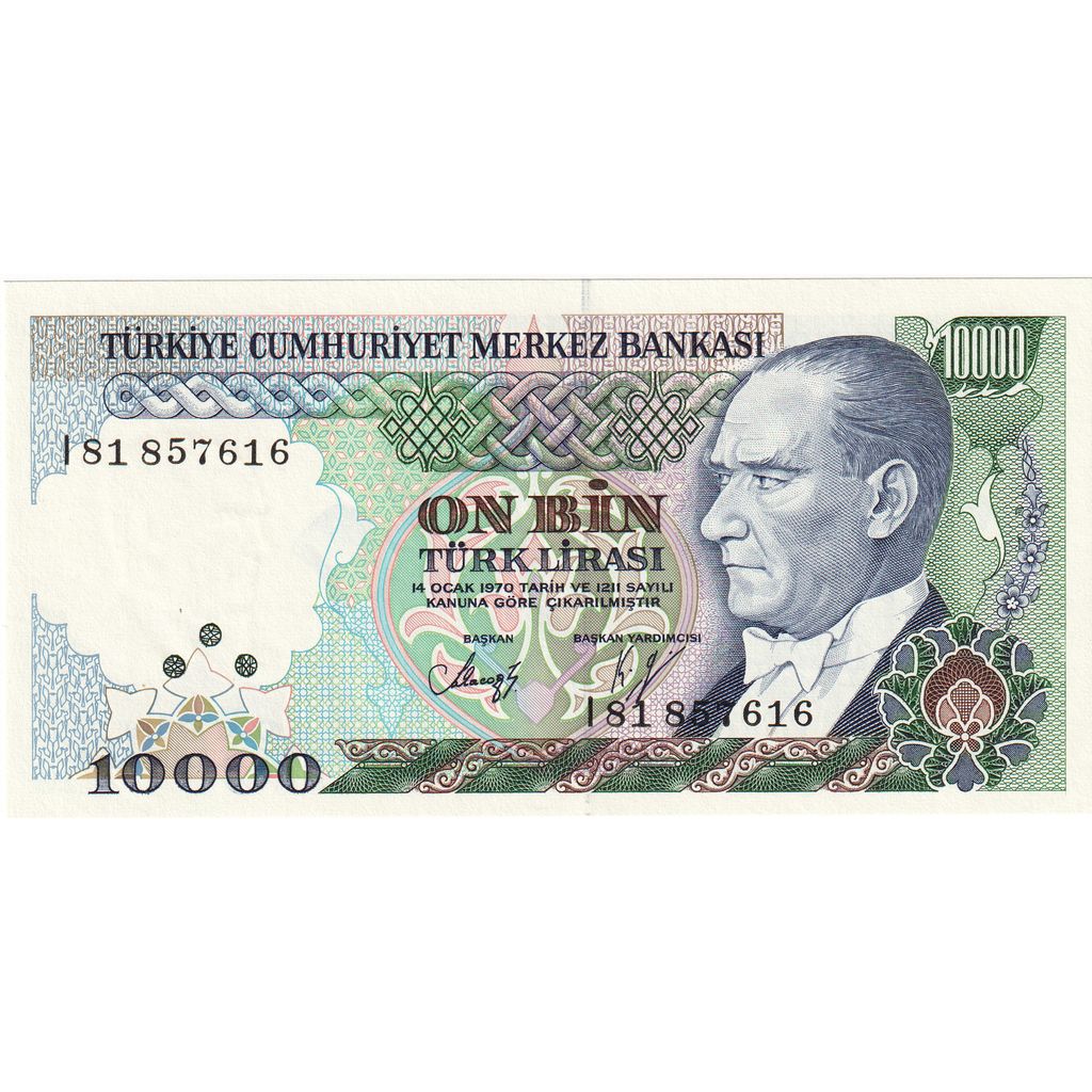 Turkey, 10,000 Lira, UNC(65-70)