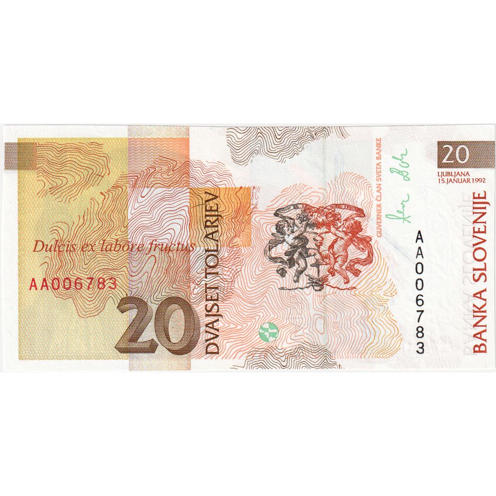 Slovenia, 20 Tolarjev, 1992-01-15, FDS