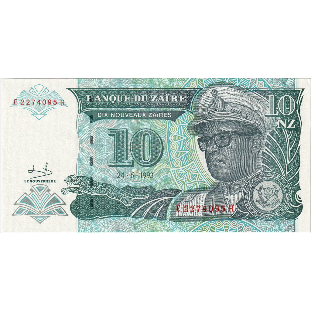 Zaire, 10 Nouveaux Zaïres, 1993-06-24, UNC(65-70)