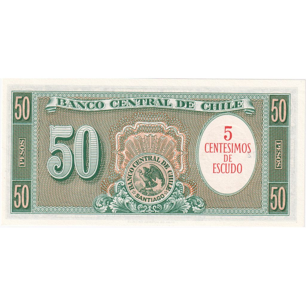 Chile, 5 Centesimos on 50 Pesos, UNC(65-70)