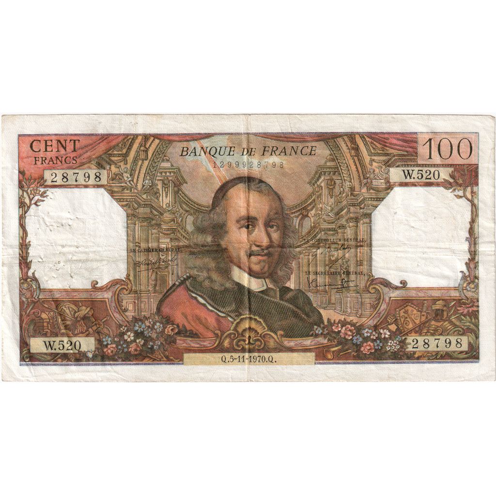 France, 100 Francs, Corneille, 1970-11-05, W.520, EF(40-45)