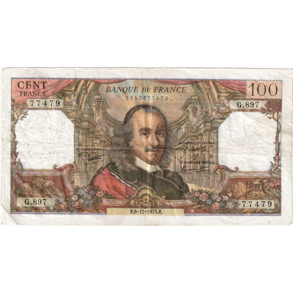 France, 100 Francs, Corneille, 1975-11-06, G.897, VF(30-35)