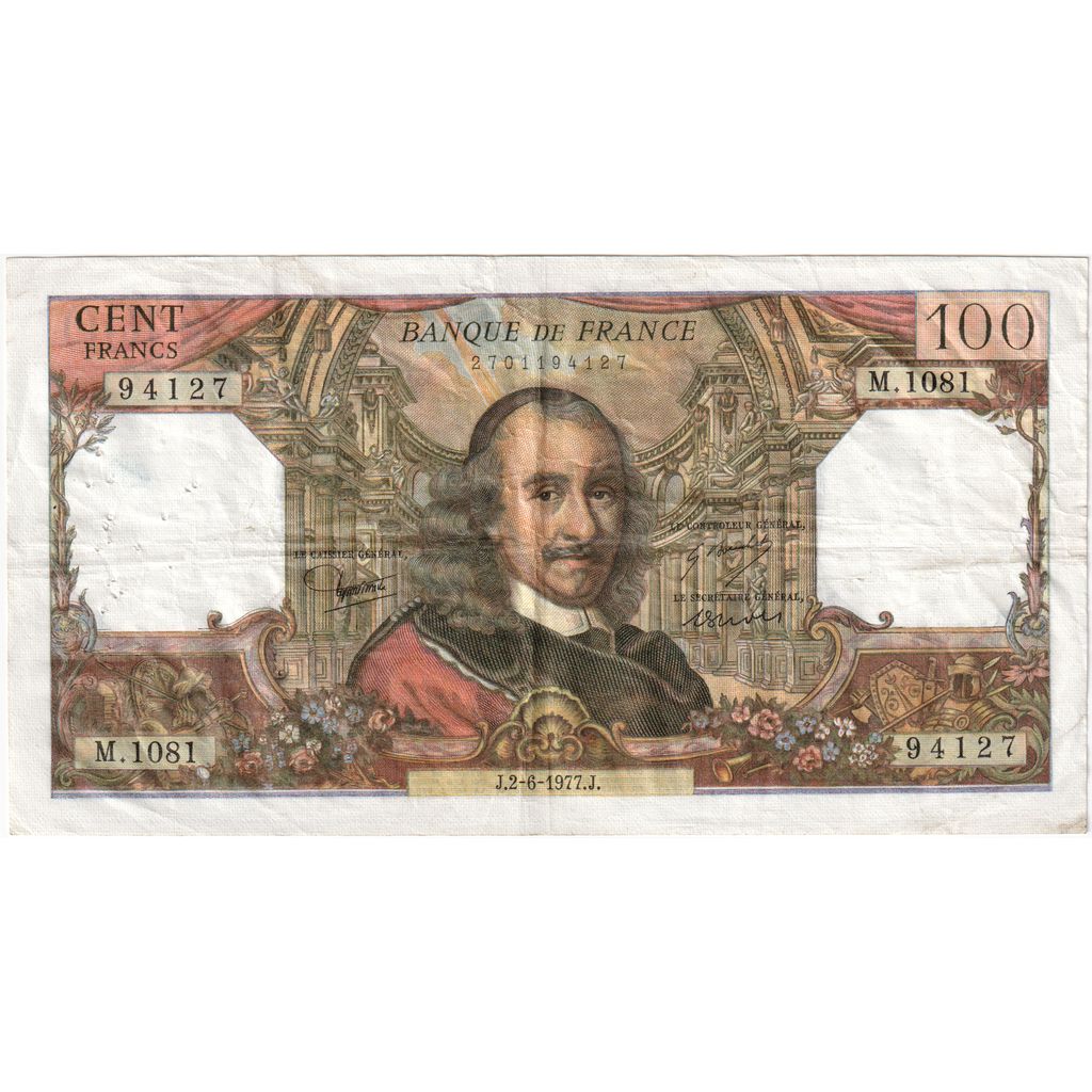 France, 100 Francs, Corneille, 1977-06-02, M.1081, VF(30-35)