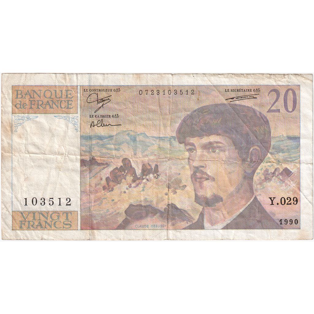 France, 20 Francs, Debussy, Y.029, TB+