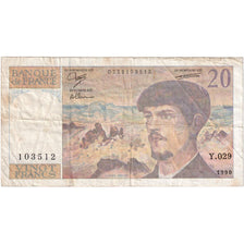 France, 20 Francs, Debussy, Y.029, VF(30-35)