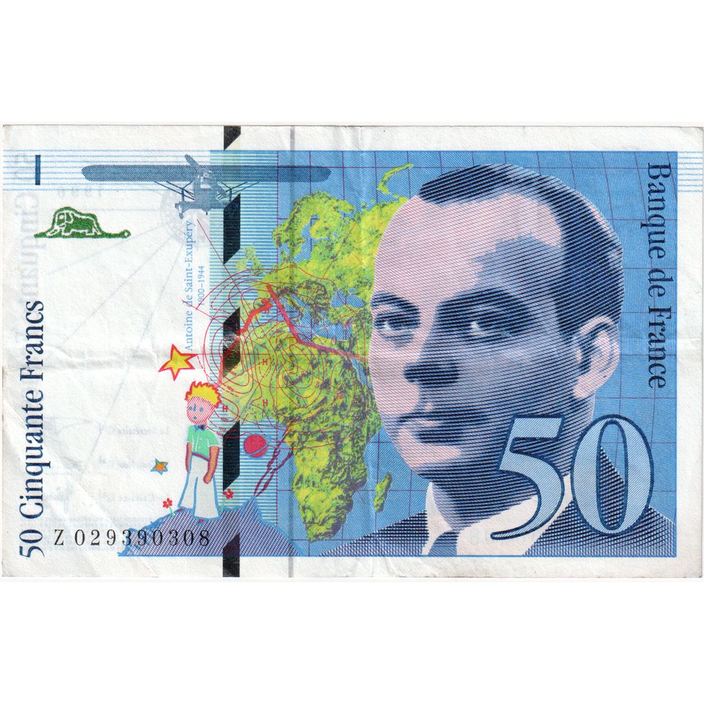 France, 50 Francs, St Exupéry, Z029390308, EF(40-45)